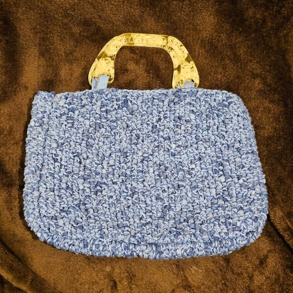 Crocheted Handbag with Plastic Marblized Handle - Picture 6 of 7